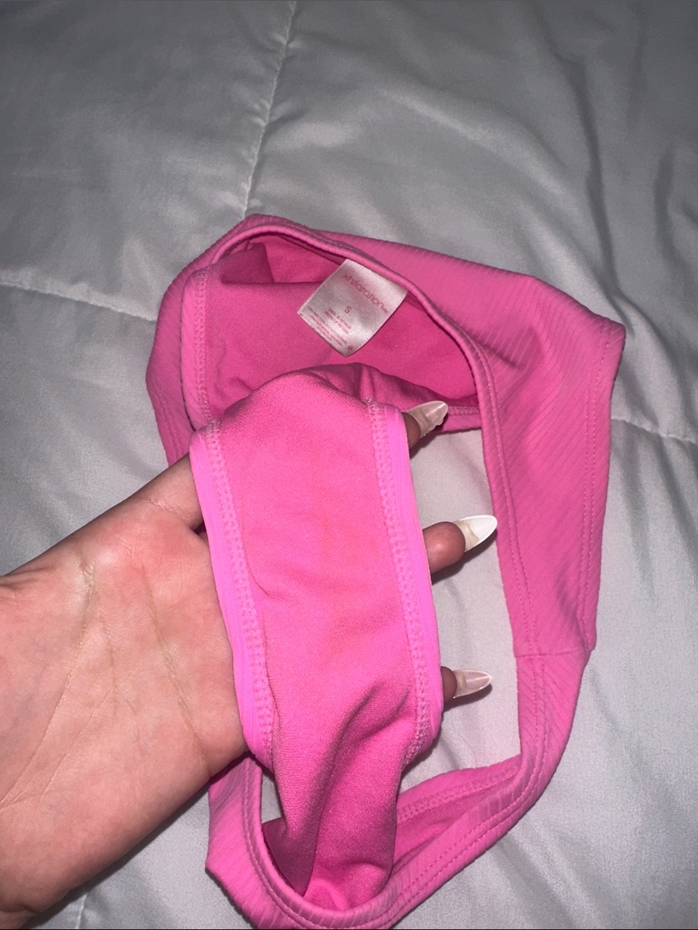 Xhilaration Pink Ribbed String Bikini Set - Picture 3 of 3